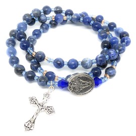 6mm Simulated Blue Lapis Beads Full Rosary Stretchable & Twistable Bracelet