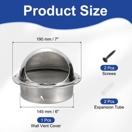 PATIKIL 6 Inch Vent Cover, Stainless Steel Round Dryers Vent Cover Outlet Wall Vent Outside External Extractor Dryer Vent Cap for Bathroom Kitchen