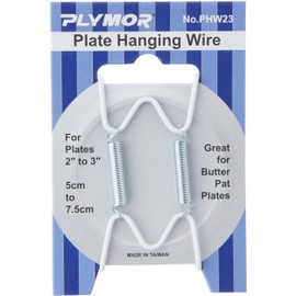 Plymor White Vinyl Finish Wall Mountable Plate Hanger, 3.5" H x 2.5" W x 0.375" D (For Plates 2" - 3"), Pack of 6