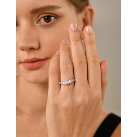 YL Women's Sterling Silver Clear Created Alexandrite 3-stone Princess Cut Wedding Rings for Engagement Jewelry-size9