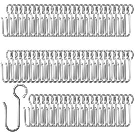 Pack of 80 Curtain Hooks, S-Shaped Curtain Hooks, Heavy Duty Metal Curtain Hooks, Metal Curtain Hooks for Rails, 40 mm Long S Shaped Curtain Hooks, for Curtains