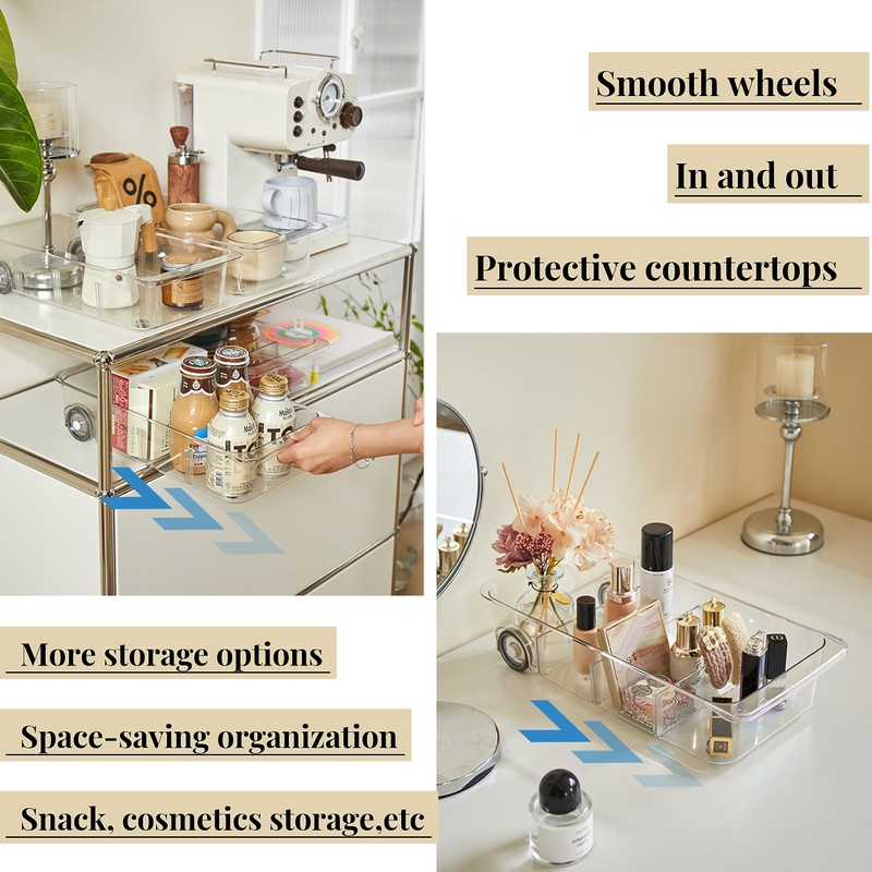 Attelite RollOut Refrigerator Drawer Organizer and Storage Clear Design with