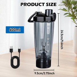 BORDEAG Shaker Elektrisch,600 ML Automatischer Protein Mixer Mit USB-C,Shaker Proteinshake,Protein Mixer Shaker,Elektrische Flasche Für Mahlzeitenersatz Shakes Und Proteinshakes