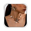 Dmaiy Leopard Print Starfish Necklace Earring Set Gold Statement Choker