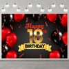 Happy 18th Birthday Red and Black Banner Backdrop Background Balloons