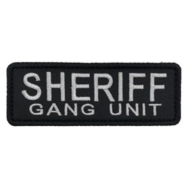 uuKen Parche bordado de Sheriff Gang Unit en blanco y negro, 4 x 1.4 pulgadas, para gorra táctica, uniforme, hombros y espalda con cierre de gancho (blanco y negro, S 4 x 1.4 pulgadas)