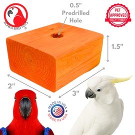 Bonka Bird Toys 1172 Jumbo Colored Blocks 3" x 2" x 1.5" Bird-Safe Wood with ½ Hole for DIY Toys for Large to Extra-Large Parrots Cockatoos Macaws and Similar Size Birds