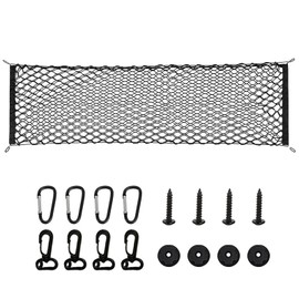 Inscrip Cargo Net, Car Trunk Universal Storage Polyester Net, Elastic Stretchable Mesh Boot Cargo Organizer Net with 4 Metal Hooks & Carabiner for Automotive Van SUV Pickup Campervans (150 x 40 cm)