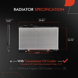 A-Premium Engine Coolant Radiator Assembly with Transmission Oil Cooler Compatible with Lexus GS430 2001 2002 2003 2004 2005 4.3L