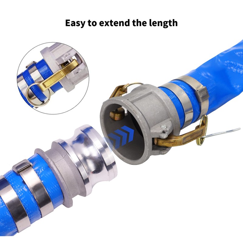 1-1/2" x 100ft PVC Lay Flat Discharge Hose With Aluminum