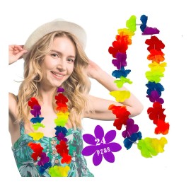 24 Collares Hawaianos Multicolor de Tela para Fiesta y Eventos 94 cm