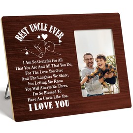 OTINGQD Best Uncle Gift Picture Frame,Uncles Gift from Niece Nephew,Uncles Gifts for Birthday Christmas,Best Uncle Ever Wooden Photo Frame for Tabletop Wall Display