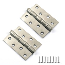 4x3 Inch(10x7.5cm) Silver Square Door Hinges Wire Drawing Surface Solid Stainless Steel Ball Bearings Door Hinges Heavy Duty Hinges (2 Pieces)