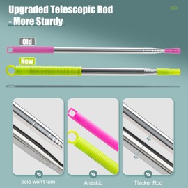 Microfiber Feather Duster with Extension Pole, Bendable Reusable Washable Dusters for Cleaning High Ceiling Fan, Cobweb, Blinds, Keyboard, Furniture & Cars, Duster Kit with Storage Bag (11 PCS)