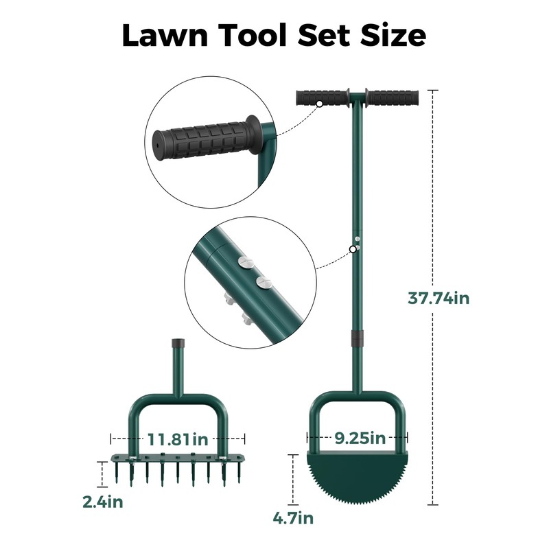 JivaJot Lawn Aerator Tool and Edger Tool, 2 in 1