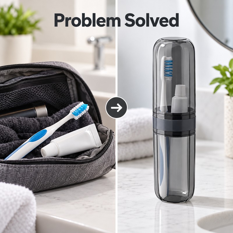Toothbrush Travel Container Case for Oral Care - Transparent Portable