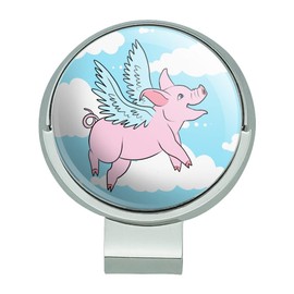GRAPHICS & MORE Flying Pig in The Clouds Golf Hat Clip with Magnetic Ball Marker