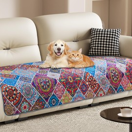 YOSEPATI Waterproof Dog Blanket, Bohemian Dog Bed Cover Pet Blanket, Reversible Sofa Couch Cover for Dogs Washable, Protect Furniture Bed Couch Sofa for Puppy Cat (Colorful Medallion, 30×70 Inch)