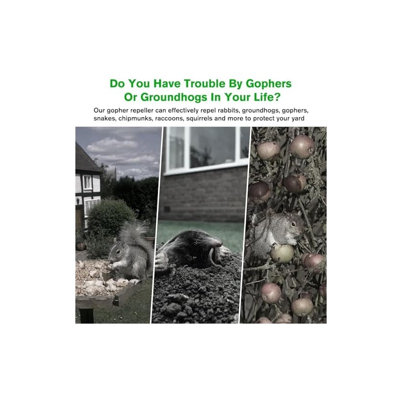 Ultrasonic Mole Repellent Outdoor, 6 Pack Gopher Repellent Solar-Powered for