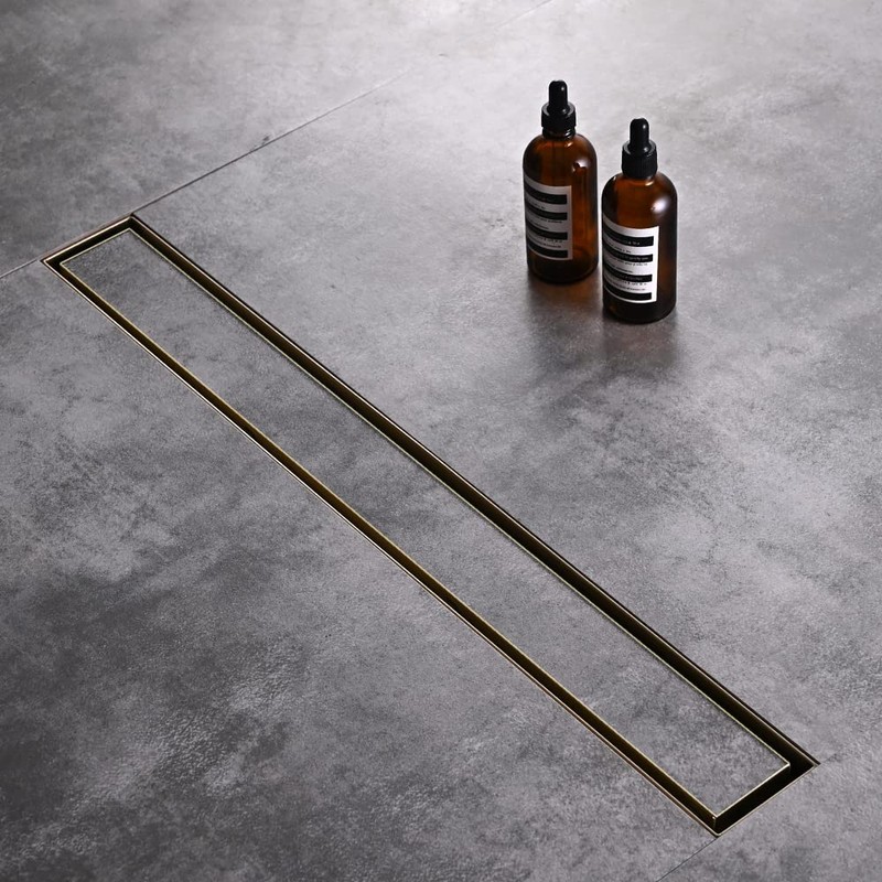 AVSIILE Linear Shower Floor Drain, Brushed Gold 30 Inch 304