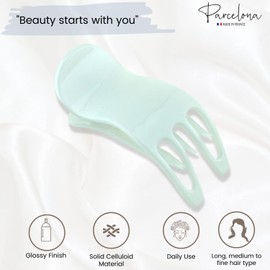 Parcelona French Simply Bear Paw Medium 3" Celluloid Acetate Side Slide In Jaw Yoga Hair Claw Fashion Durable Women Hair Accessories Hair Clip Girls, Made in France(Solid White)