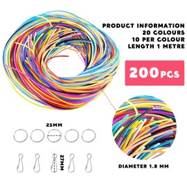 Pizsieat Scoubidou Bands Set Scooby DOO Bands Plastic Scobie DOO Bands Skubidu Bands Latch Straps with 20 Key Rings and Hooks for DIY Bracelets Necklace Key Ring (20 Colours)