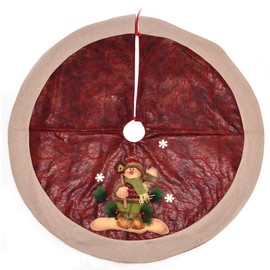Deluxe Christmas Tree Skirt Base Cover with 3D Snowman Handmade Xmas Width 122cm Perfect for 5ft-8ft Holiday Home Decorations