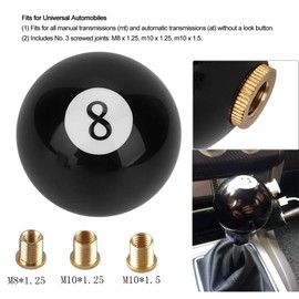EVGATSAUTO Gear Knob, Universal Black 8 Billiard Ball Round Car Gear Knob Lever Handle Gear Shift Head