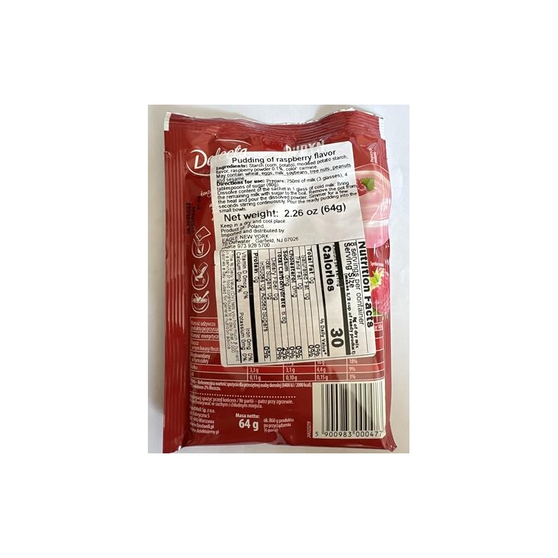 Delecta Raspberry Pudding Mix 5-pack 5x64g/5x2.3oz
