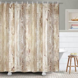 JAWO Farmhouse Rustic Shower Curtains for Bathroom,Vintage Brown Wood Barn Door Country Home Decor Plank Wall Texture Bathroom Curtain, Polyester Fabric Living Room Curtains with Hooks 72X72