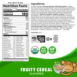 Orgain Organic Kids Nutritional Protein Shake, Fruity Cereal - Kids Snacks with 8g Dairy Protein, 22 Vitamins & Minerals, Fruits & Vegetables, Gluten Free, Soy Free, Non-GMO, 8.25 Fl Oz (Pack of 12)