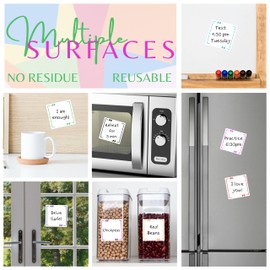 Reusable Sticky Notes 3x3 Work from Home Essentials Pack, Set of 8 Dry Erase Sticky Notes Reusable with Wet Erase Pen, Reusable Sticky Note Fun, White Sticky Notes for Many Uses