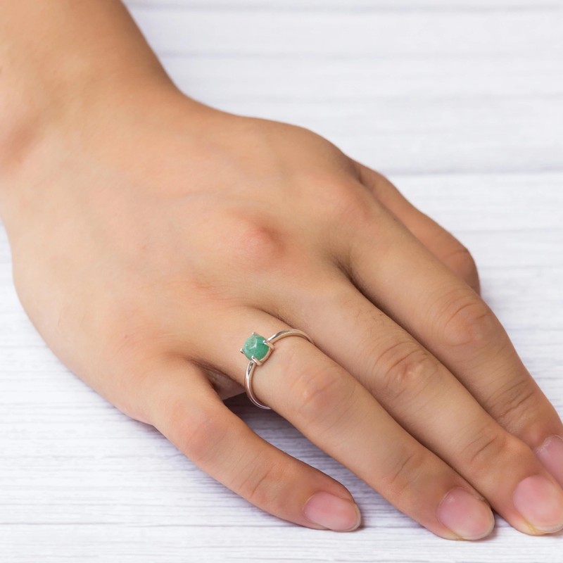 Philip Jones Green Aventurine Adjustable Ring