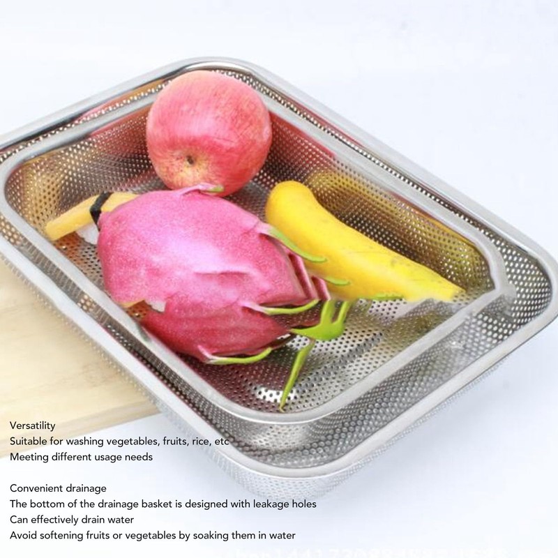 Rectangular Strainer Basket Stainless Steel Colander Strainer, Convenient Drainage, Moderate