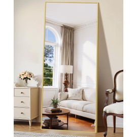 InfiniGlass 76"x34" Floor Mirror Full Length - Standing Mirror with Aluminum Alloy Frame, Large Body Mirror for Bedroom, Living Room, Wall Mounted or Leaning