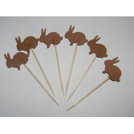24 brown bunny bunnies cupcake toppers food picks easter baby shower party decor