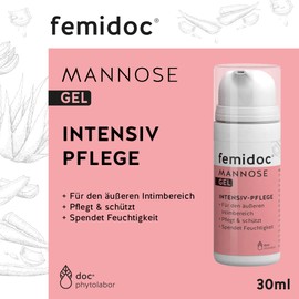 femidoc Mannose Gel 30 ml, Intensivpflege für den äußeren Intimbereich, 100 % natürlich mit D-Mannose, Aloe Vera, Hyaluron und Milchsäure