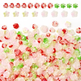 Magibeads - 250 cabujones de flores que brillan en la oscuridad, pequeñas abalorio de flores con degradado pastel, adornos planos para manualidades, manualidades, joyería, álbumes de recortes,