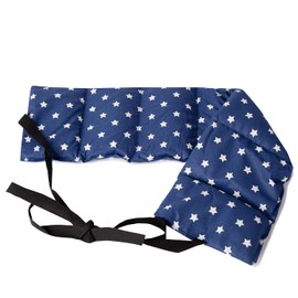 Cherry Stone Cushion 7 Chamber with Ribbon, 65 x 15 cm, Heat Cushion Back, Grain Cushion, Cushion with Ribbons, Cherry Stones, Stars Blue