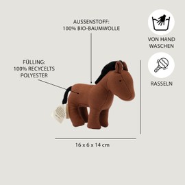 Fabelab Baby Horse Rattle Baby Toy 0-6 Months Baby Gift Boy & Girl Crinkle Toy Baby Baby Rattle 0-6 Months Soft Organic Cotton Baby Rattle 0-6 Months