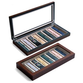 Bonaking Watch Band Holder 8 Watch Strap Watch Band Organizer Case Storage Compatible with Apple Watch Bands and Accessories ，Apple Watch Band Keeper with Real Glass Window (walnut veneer 8 slot)