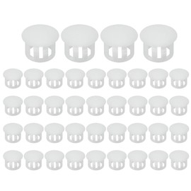 PATIKIL 12mm/1/2" Plastic Hole Plugs, 40 Pcs Flush Type Round Plug Snap in Locking Screw Hole Covers Insert End Caps for Furniture Cabinet Kitchen Door Shelves, White