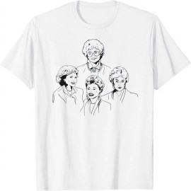 The Golden Girls-Stay Golden Group Cute Short Sleeve Cotton/Polyester T-ShirtColor: White, Size: 3 XL