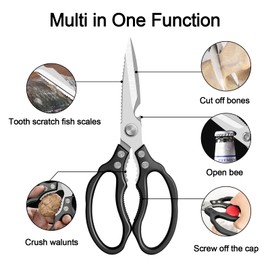 CGBE Kitchen Scissors, Multi-Purpose Kitchen Shears, Heavy Duty Dishwasher Safe Food Scissors, Non Slip Stainless Steel Sharp Cooking Scissors (Black)