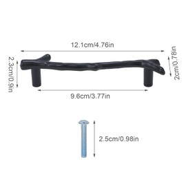 Twig Branch Cabinet Pulls - Vintage Black Tree Dresser Knobs, Zinc Alloy Double Hole Pulls for Farmhouse Drawers, 4 Pcs (Hole Spacing 96mm)