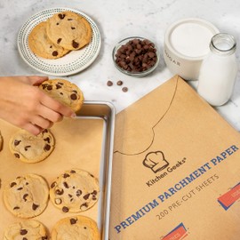 Parchment Paper Baking Sheets Unbleached Non-Stick Precut 12x16 Inches Will Not Curl Pack of 200