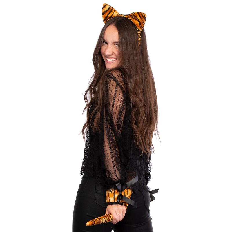 Brandsseller Animal Set Tiger Deluxe Headband Ears Tail Bow Tie
