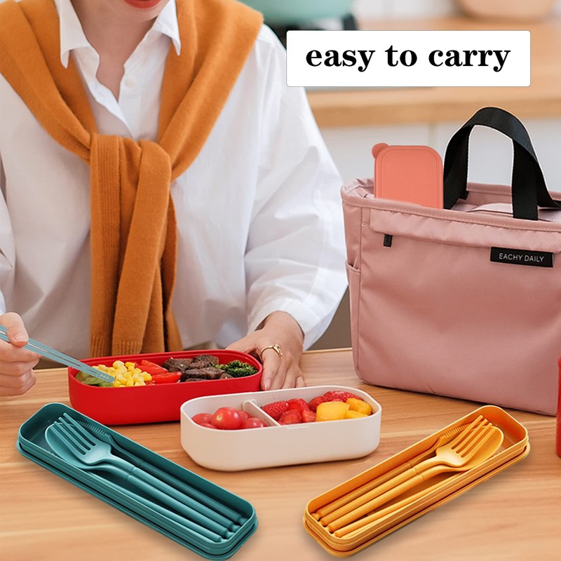 Camping Utensil Set, Reusable Utensils Set with Case, Plastic Cutlery