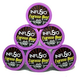 96 Count Espresso Blend (Dark Roast Coffee), - InfuSio Coffee - Single-serve Cups for Keurig K-cup Brewers - Premium Roasted Coffee (Variety, 96 Compatible with 2.0) (Espresso Blend)