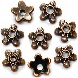 Heather's cf Copper Star Bead Caps 500pcs Antique Silver Spacer Bead Caps for Bracelet Necklace Earrings Jewelry Making Supplies Findings Fit 10-12mm Round Beads